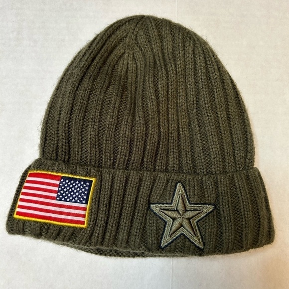 Dallas Cowboys NFL NewEra Salute to service olive green youth cuffed knit hat G8 - Picture 2 of 5